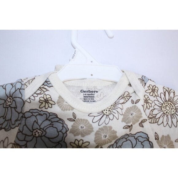 Gerber Onesies 3 Pack Girls 3-6 months Cream Brown Blue Buttons Short Sleeve NWT - Picture 10 of 10